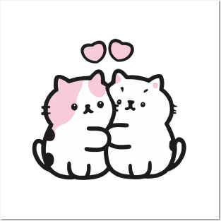 cute cartoon cat couple Valentine Posters and Art